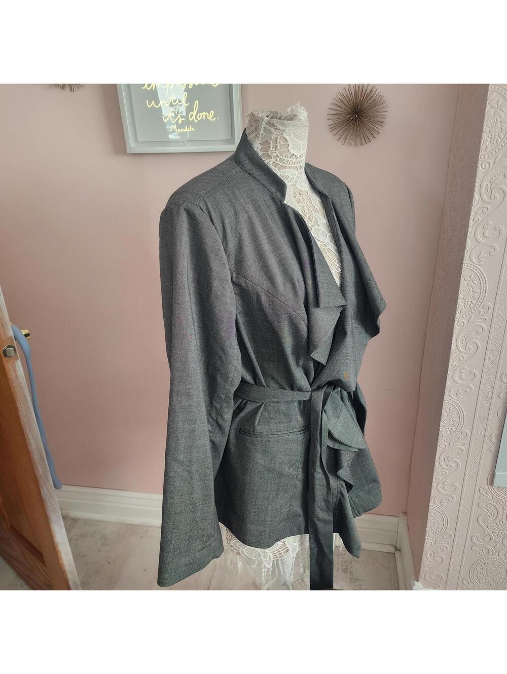 Lane Bryant Gray Belted Waterfall Blazer Jacket Plus Size 22